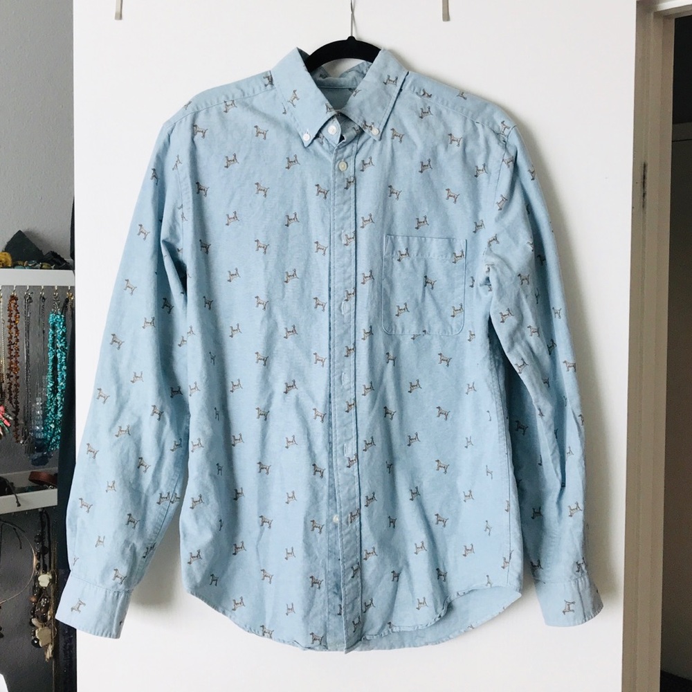 Merona Men’s Long Sleeve Button Up in Dog Print